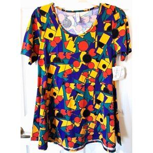 LuLaRoe Perfect T Size M Top Multicolor Geometric Print Short Sleeve New w/Tags